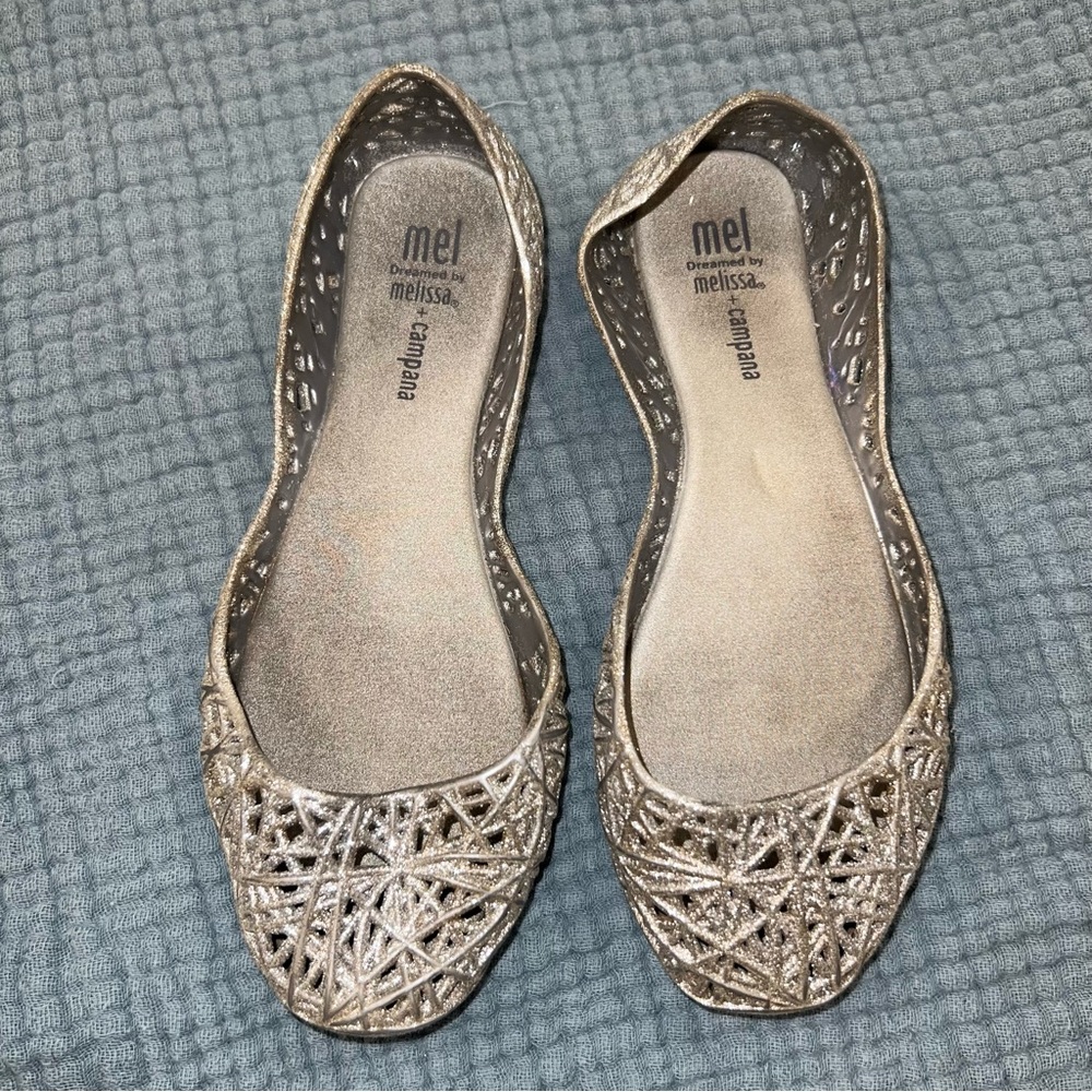 Mini Melissa Glittering Silver Jelly Shoes